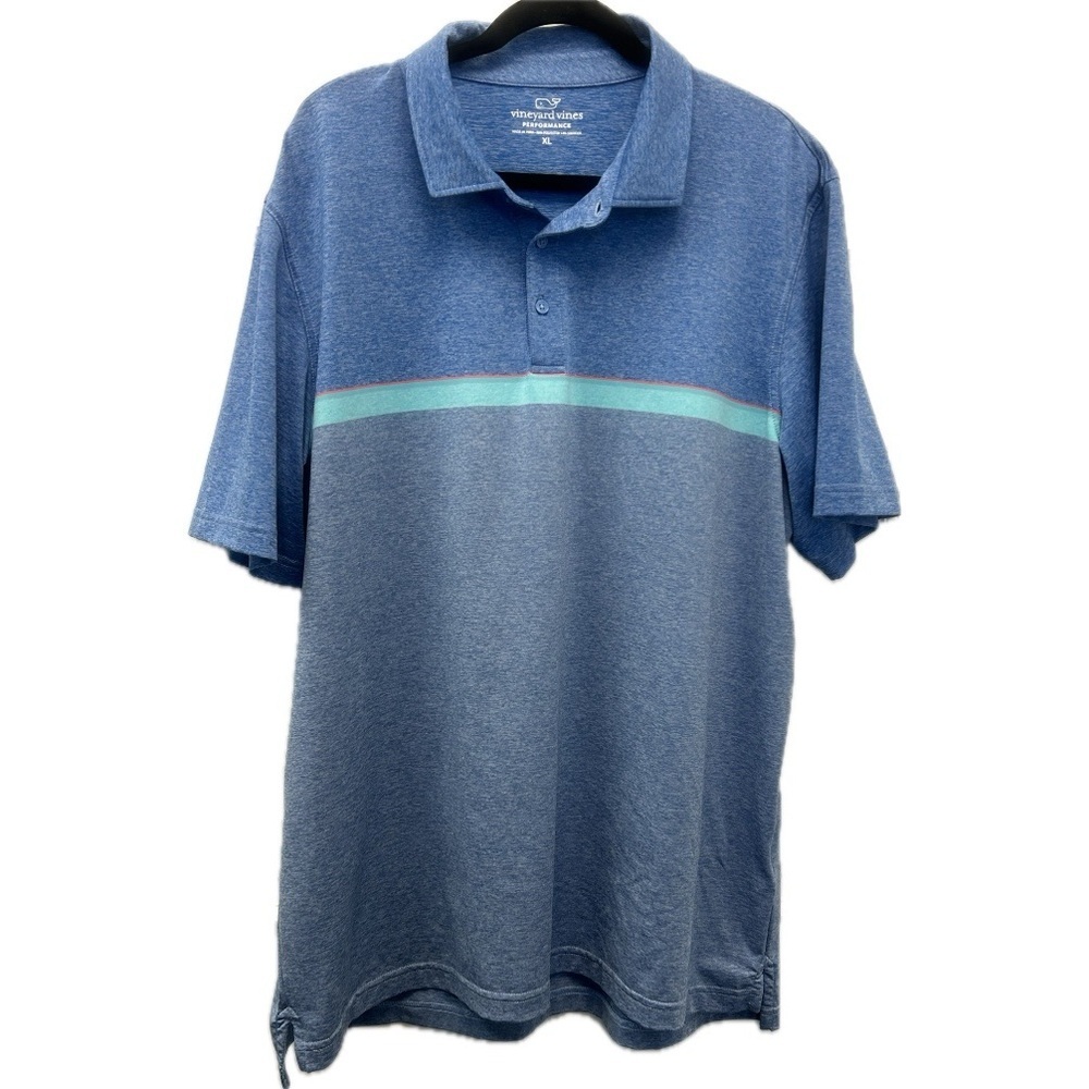 Vineyard Vines Performance Polo Golf Shirt Mens XL Blue Striped Stretch